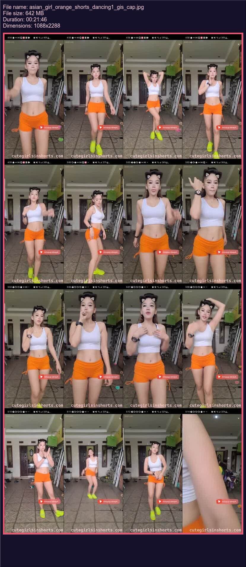 Asian Girl Orange Shorts Dancing 1