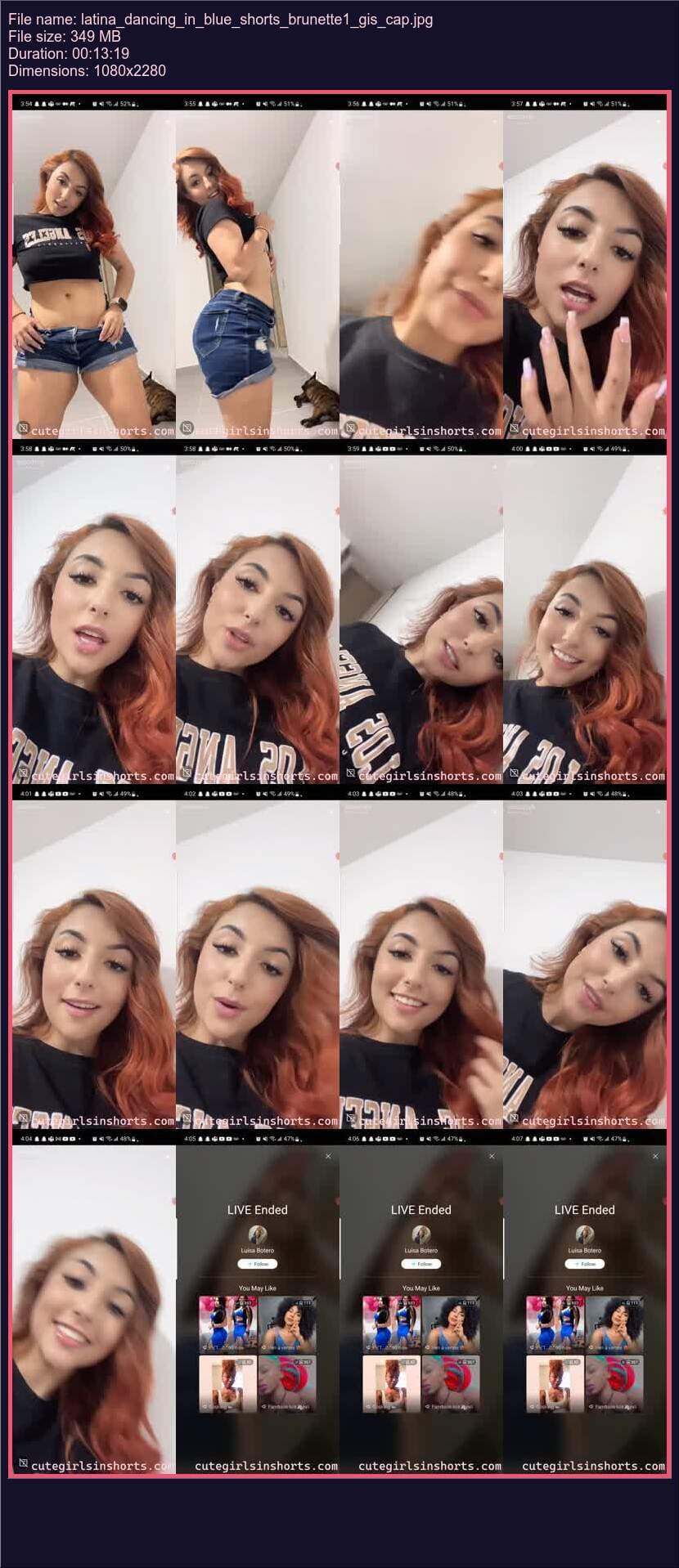 Latina Dancing In Blue Shorts Brunette 1