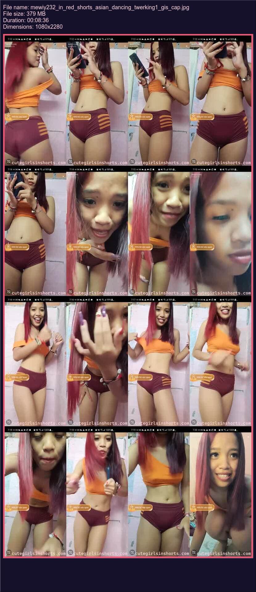 Mewiy 232 In Red Shorts Asian Dancing Twerking 1