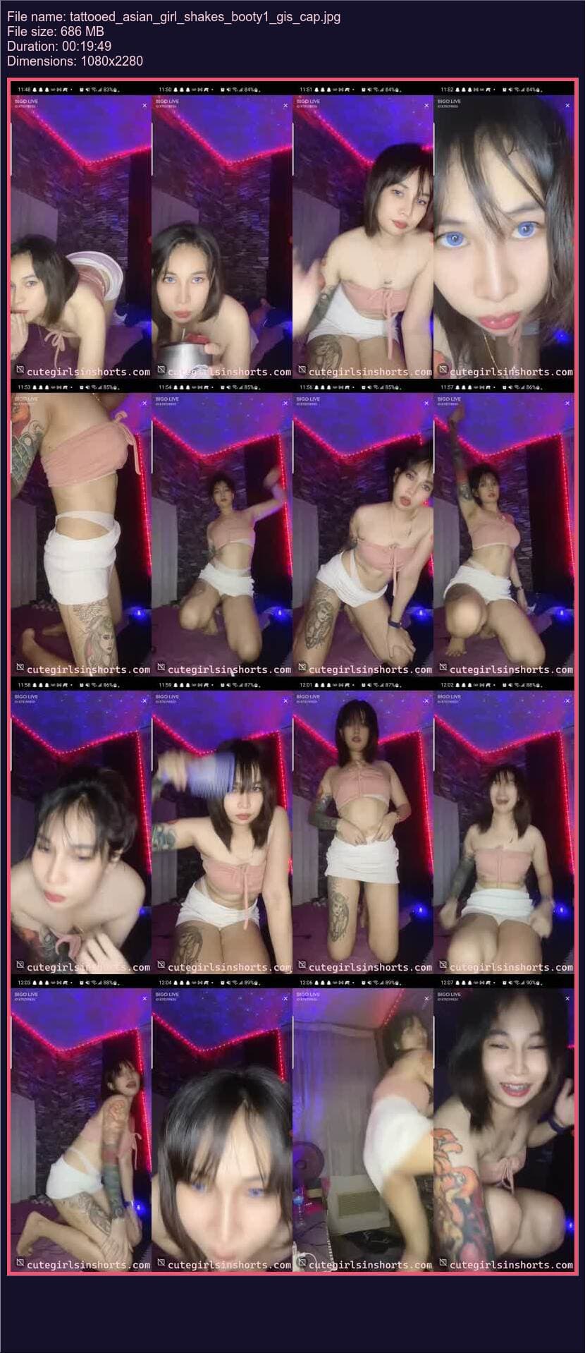 Tattooed Asian Girl Shakes Booty 1